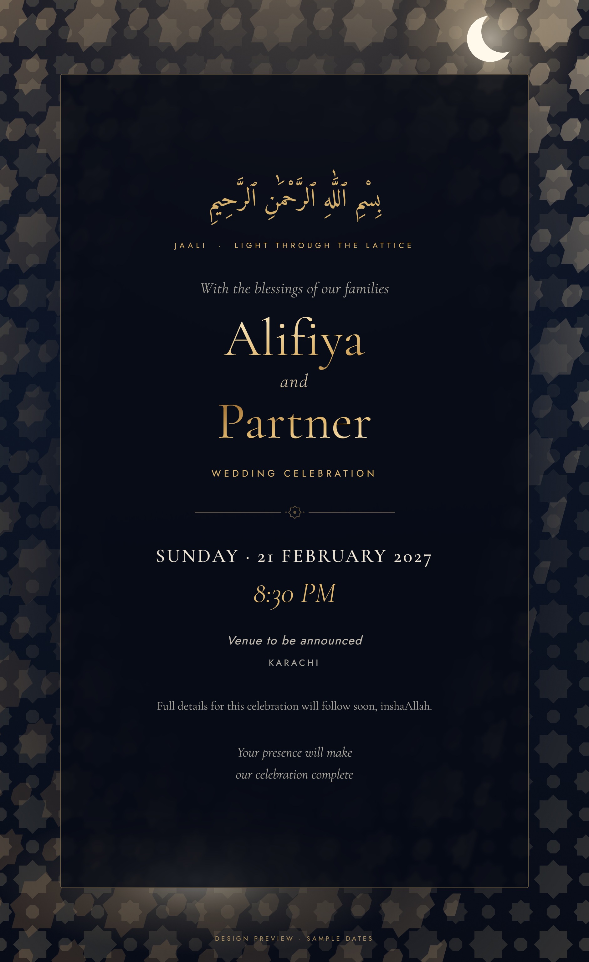 Invitation card for Alifiya