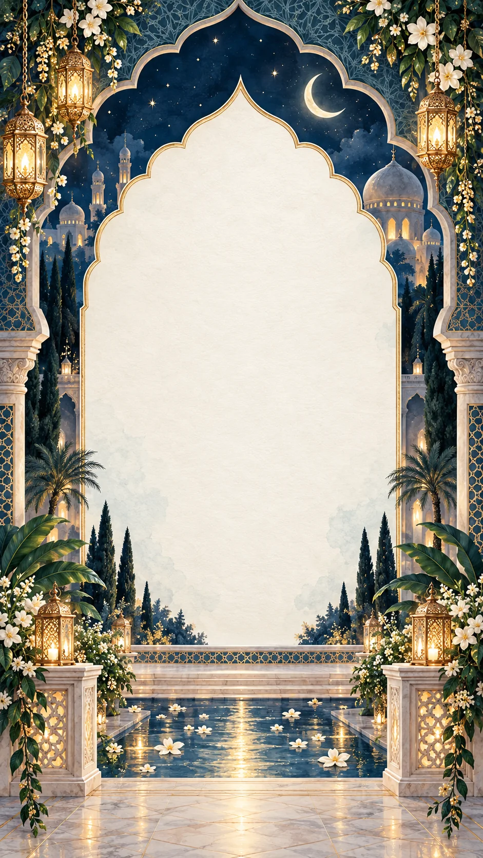 Moonlit royal courtyard